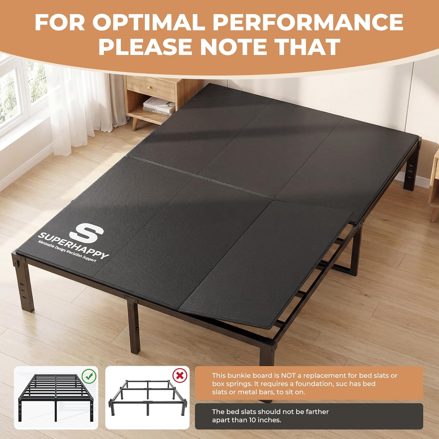 Bunkie Board King Size (76x80") - Heavy Duty Low Profile Bed Board for Mattress Support, Stops Sagging on Platform Beds & Sleeper Sofas - Breathable, Noise Minimizing & Moisture Resistant Foundation