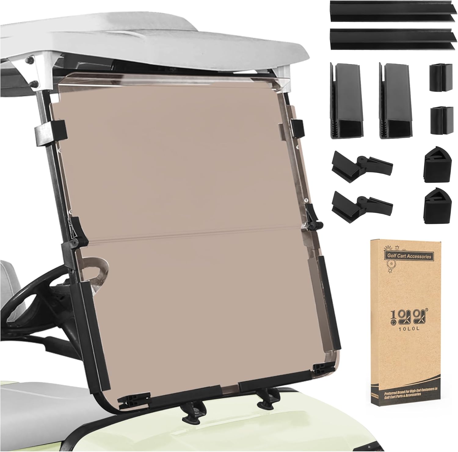 Windshield for Yamaha G14/G16 1995-2003 Year Golf Carts, Durable & Portable, Smoked Tinted