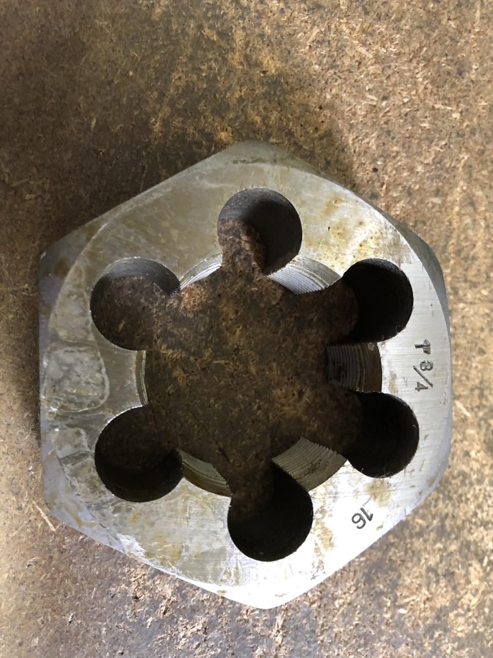 1 3/4"-16 CARBON STEEL HEXAGONAL RE-THREADING DIE