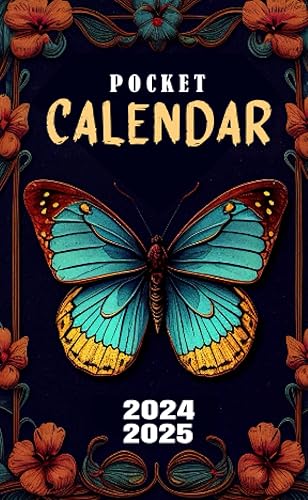2024-2025 Pocket Calendar Stay Productive and Stylish with Our Elegant Vintage Butterfly & Floral 2 Year Monthly Pocket Planner 2024-2025 for purse