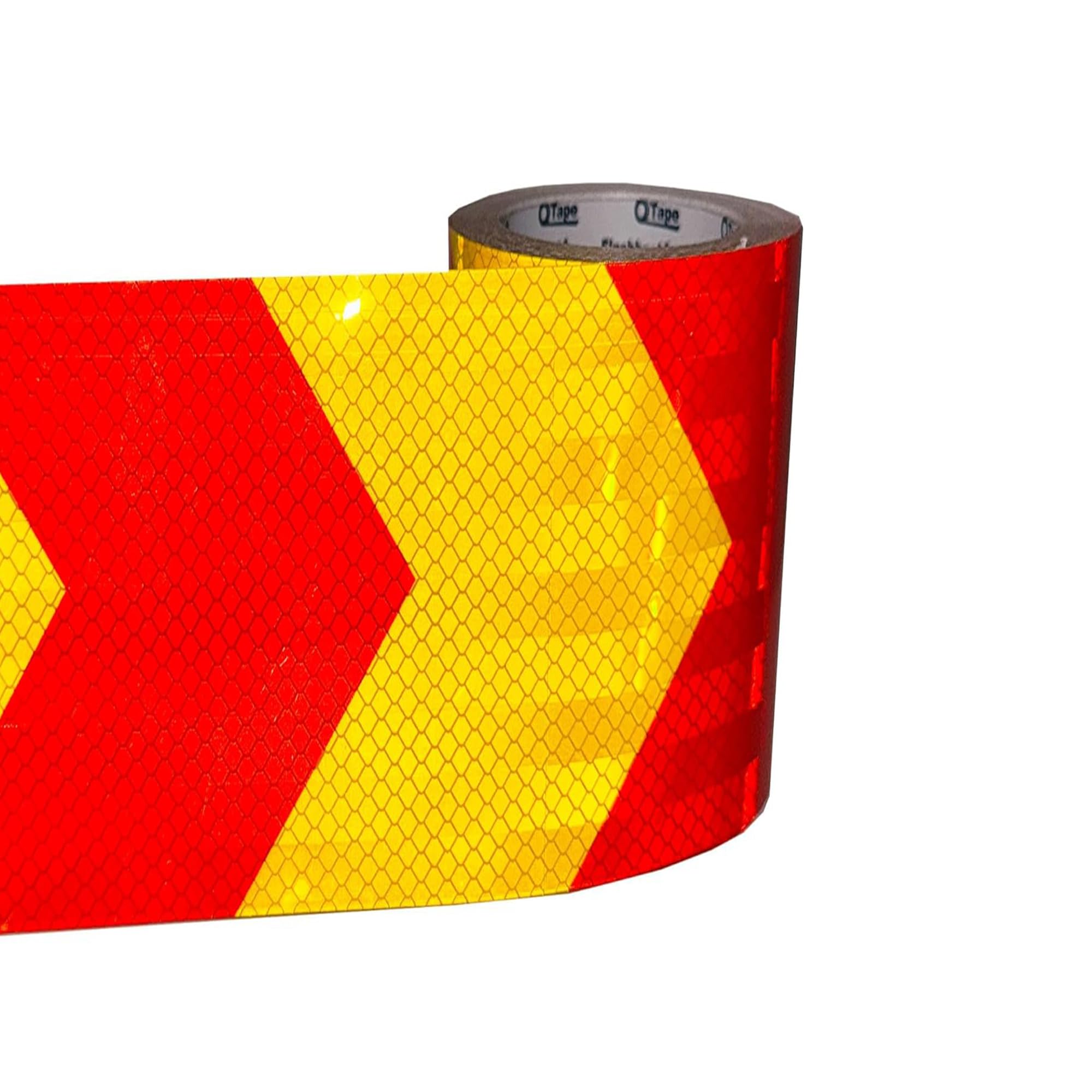 FlashBack Red & Yellow Arrow Chevron Prismatic Self-adhesive Reflective Tape Waterproof High Vis Outdoor (150mm x 10 Metres)