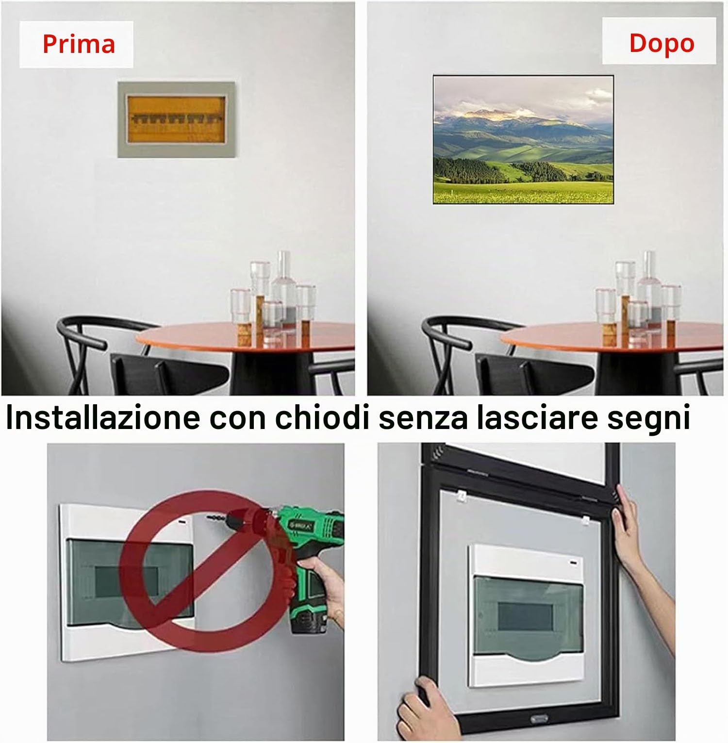 IQOAIJ Copertura Quadro Elettrico Decorativa Nascondi Contatore Quadri Copri Contatori Elettrici da Parete,4,black40X50cm