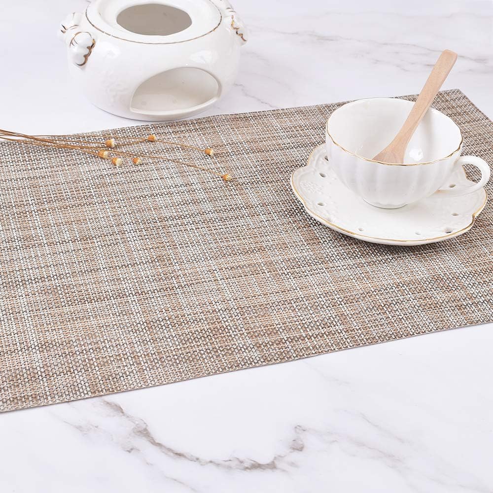 Newk Placemat, 8PCS Crossweave Vinyl Woven Table Mats, Insulation Washable PVC Table Mats Set - Linen : Home & Kitchen