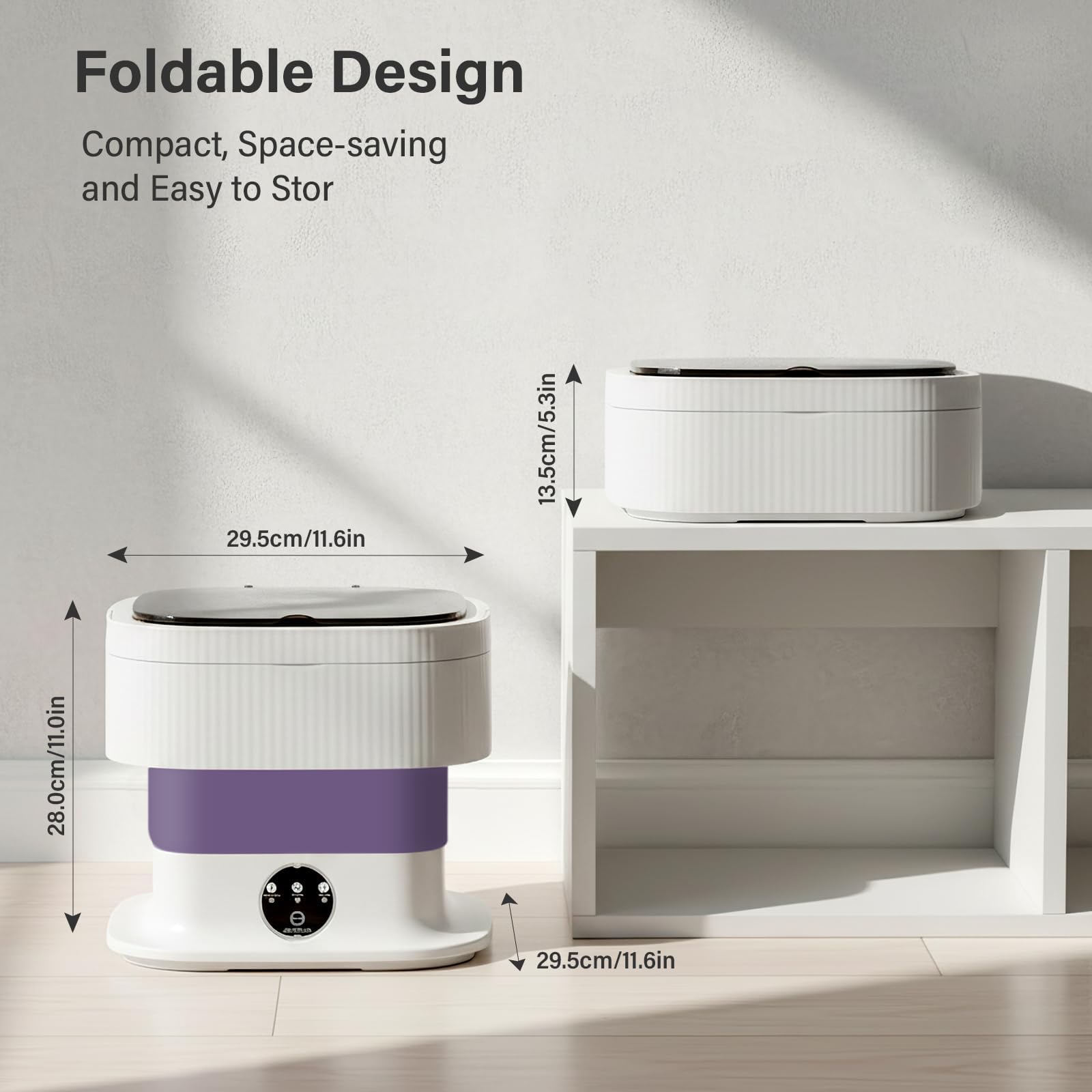 Koeutoze Mini Washing Machine 10L Washer with Spin Basket – Touchscreen One-Button Operation, 3 Wash Modes Compact Travel Washing Machine for Baby Clothes, UnderwearDorm, Camping, RV - 3