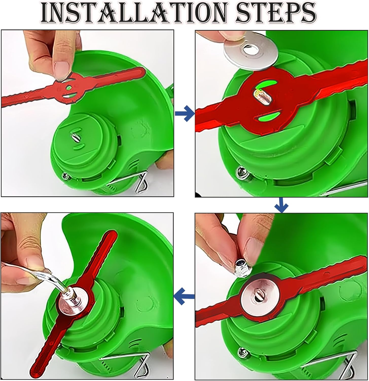 Huakaile 60 Pcs String Trimmer Head Blades Replace, Weed Eater Wacker Blades Plastic Replacement, Universal Weed Warrior Trimmer Head, Cutter Accessories for Grass Trimmer Lawn Mowers (Red)