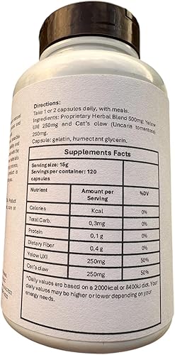 Miniatura 3 de Uxi amarillo + garra de gato - 120 cápsulas 500 mg  Suplemento dietético