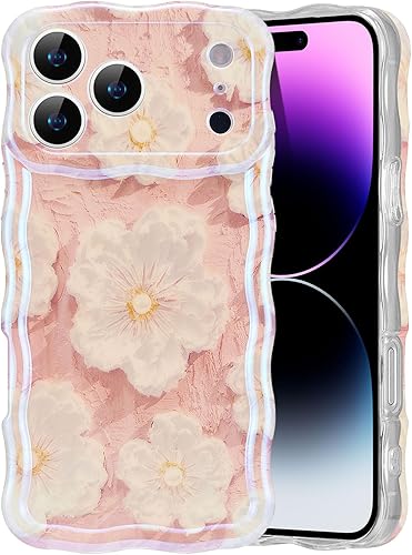 Miniatura 23 de EYZUTAK - Funda protectora de TPU para iPhone 12 Pro, estilo retro colorido, diseño láser brillante de pintura al óleo, estampado floral, borde Azul