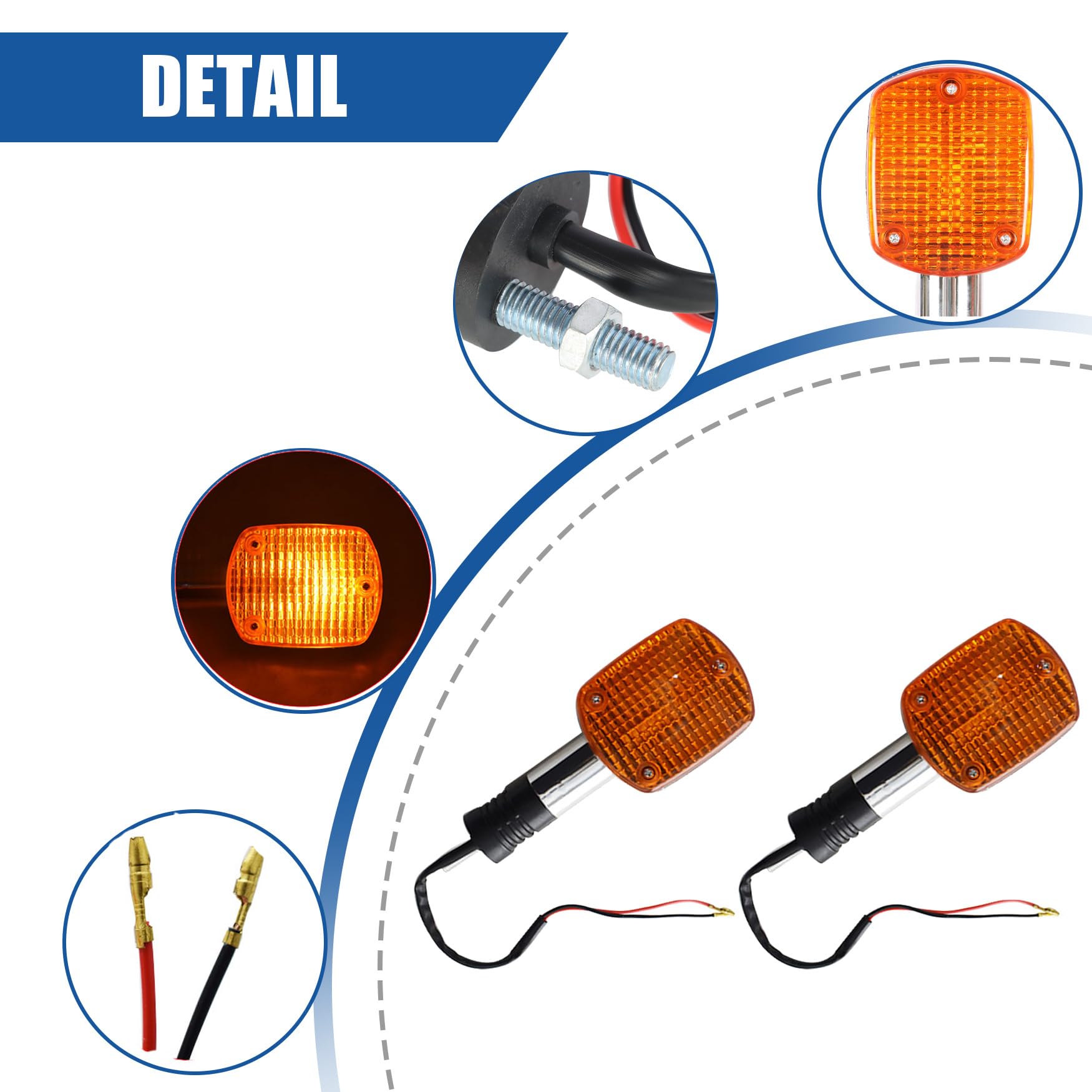 2x Amber Chrome Front Rear Turn Signal Indicator Light...