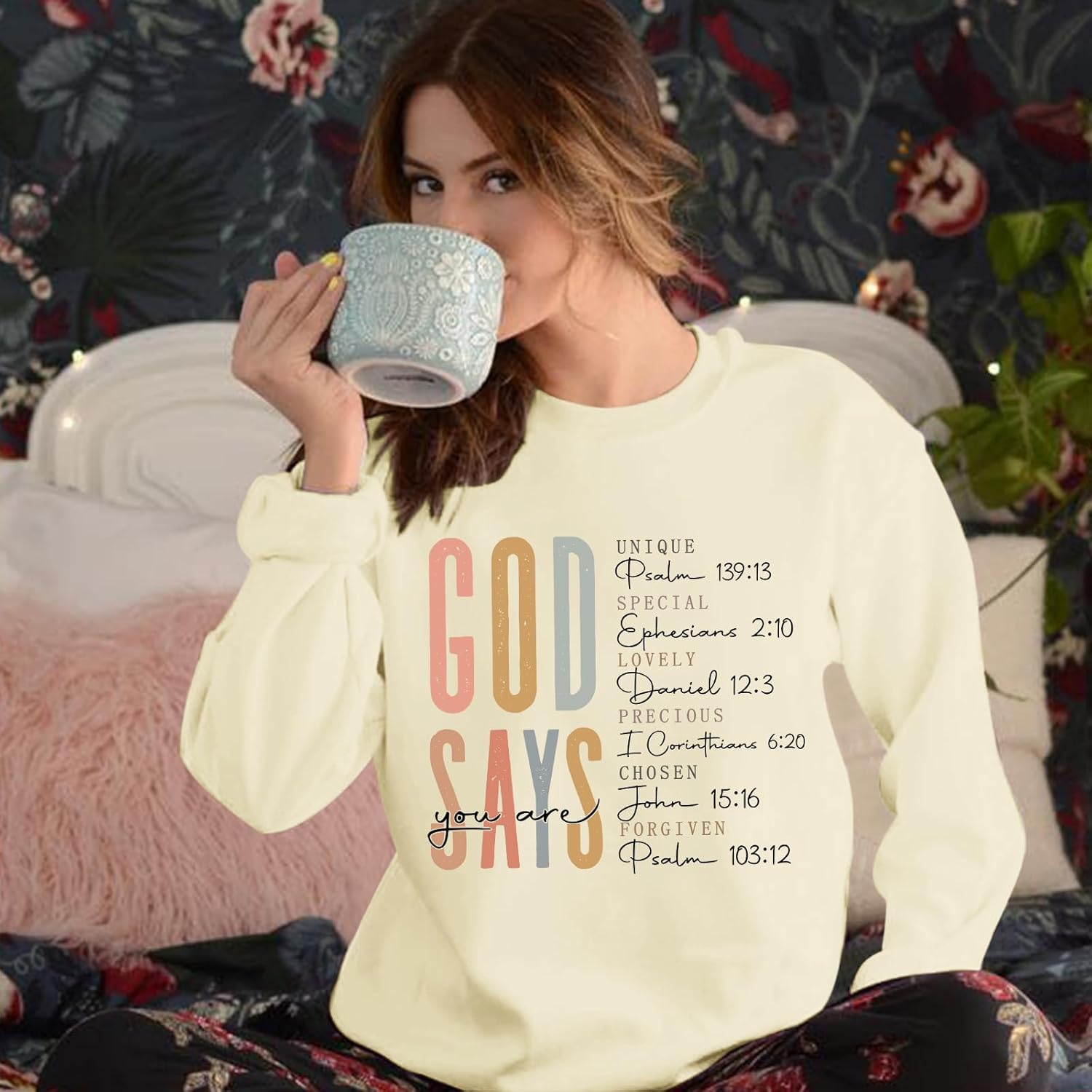 BINTEHGS Christian Sweatshirts Womens Jesus God Says You Are Shirts Graphic Sweatshirt Bible Verse Pullover Inspirational Top - Image 5