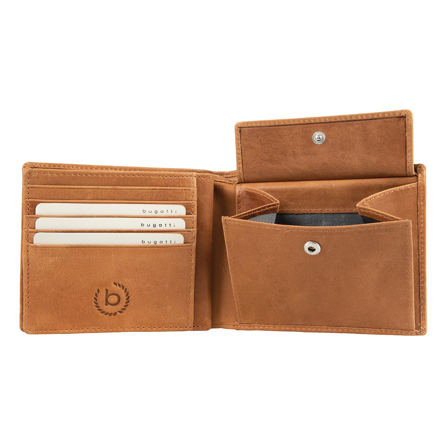 bugatti Volo Portafoglio Uomo Pelle 10 Scomparti, Portamonete - Cognac
