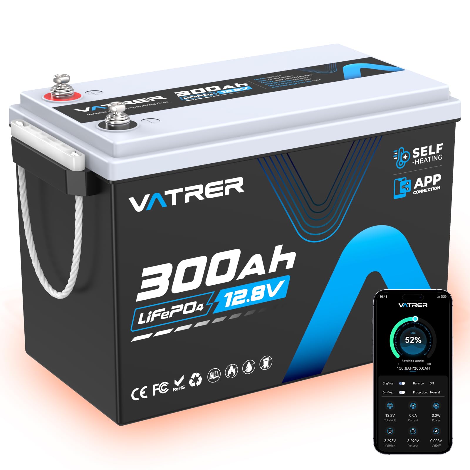 Amazon.com: 12V 300AH LiFePO4 Lithium Battery with Self