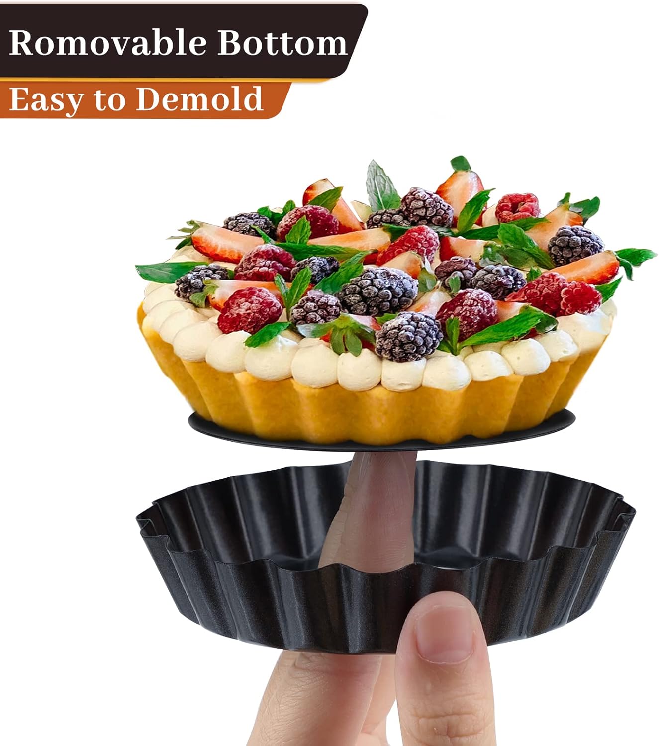 Buy Suice 4 Inch Mini Tart Pan 8 Packs, Small Round Quiche Pan with