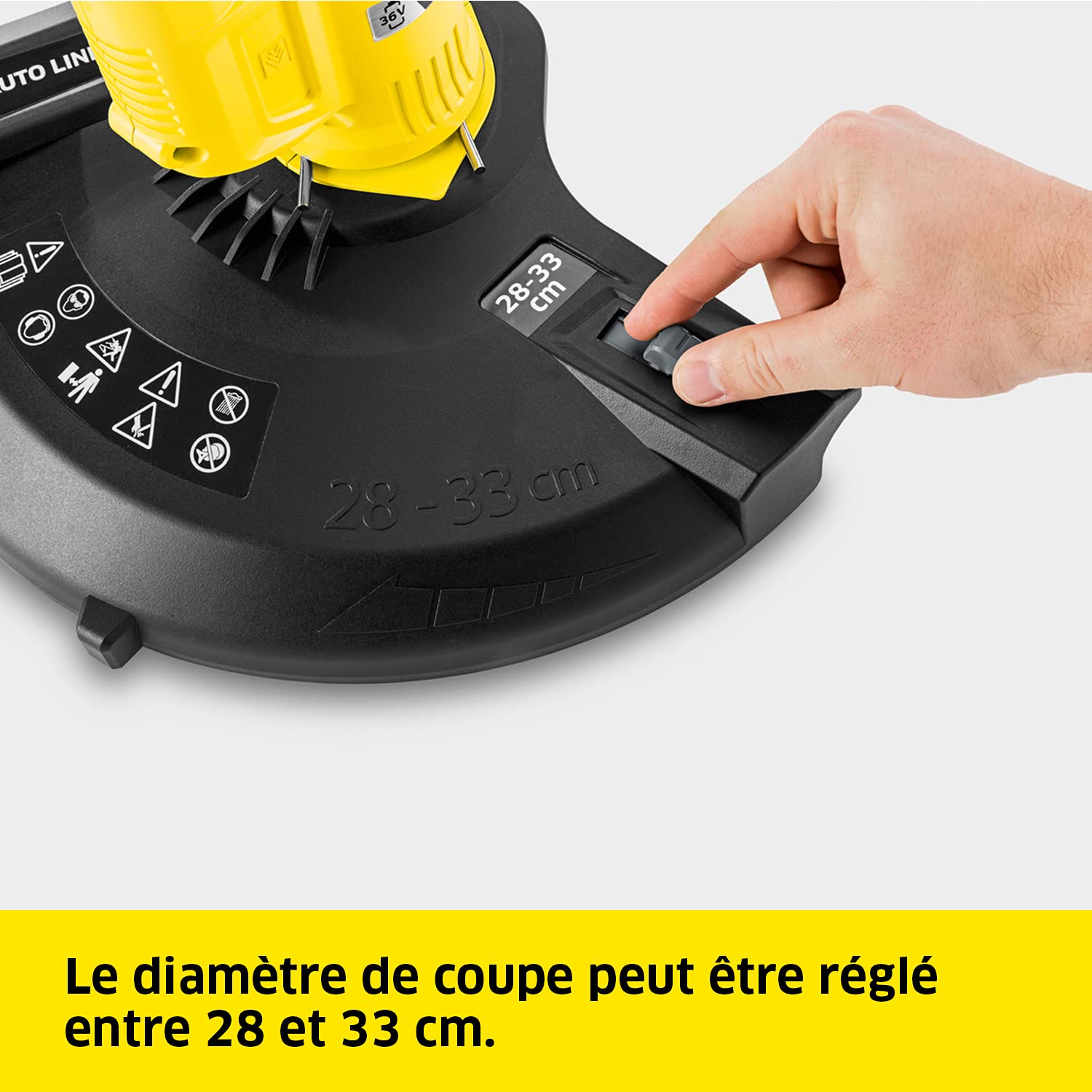 Kärcher 36 V Coupe-Bordures sans Fil LTR 36-33, Vitesse de Coupe : 7 000 TR/Min, Diamètre : 28-33 cm, Épaisseur du Fil : 2 mm, avec Sangle, nécessite la Batterie Kärcher 36 V, Batterie Non Incluse
