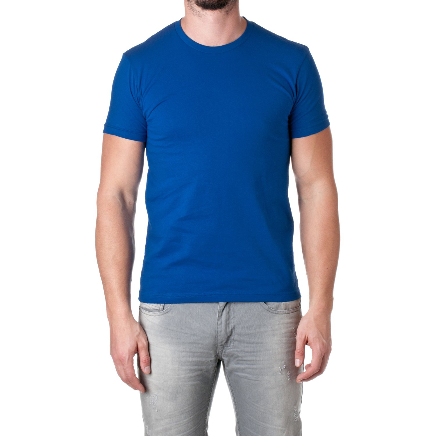 6410 Men's Premium Fitted Sueded Crewneck T-Shirt, Black, XL