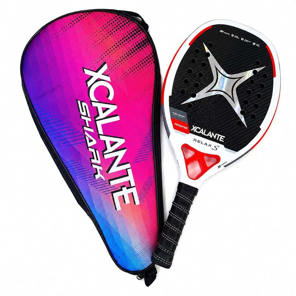 Raquete Para Beach Tennis 3K Carbono Profissional Kit Completo com Capa Protetora Overgrip e Munhequeira