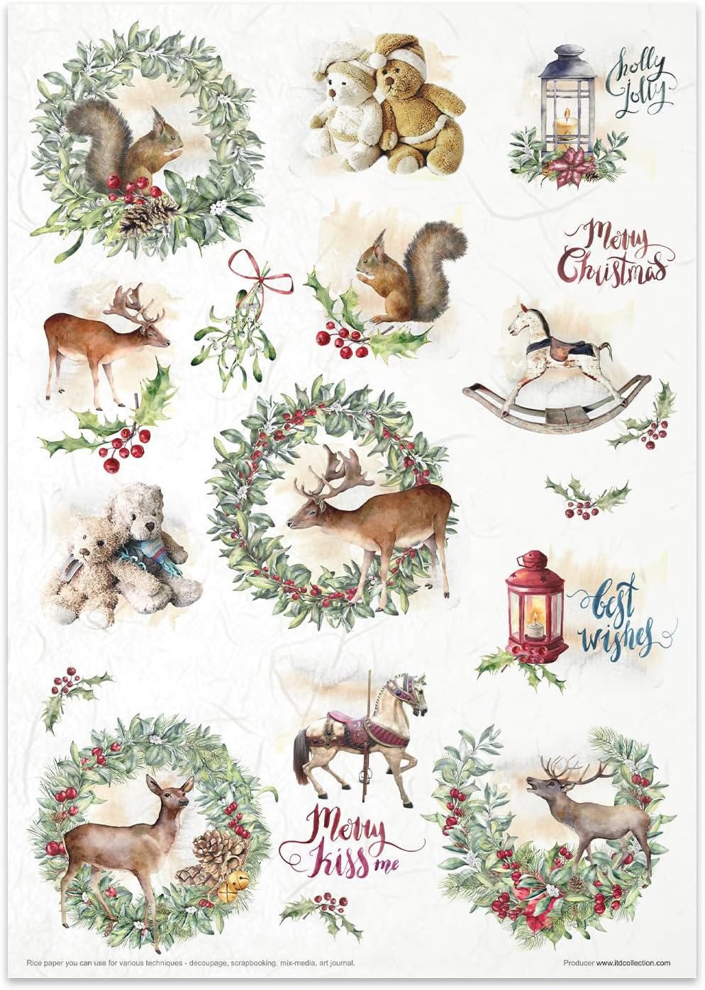 ITD Collection Wonderful Christmas Time Rice Paper RP026 29.7 x 21 cm