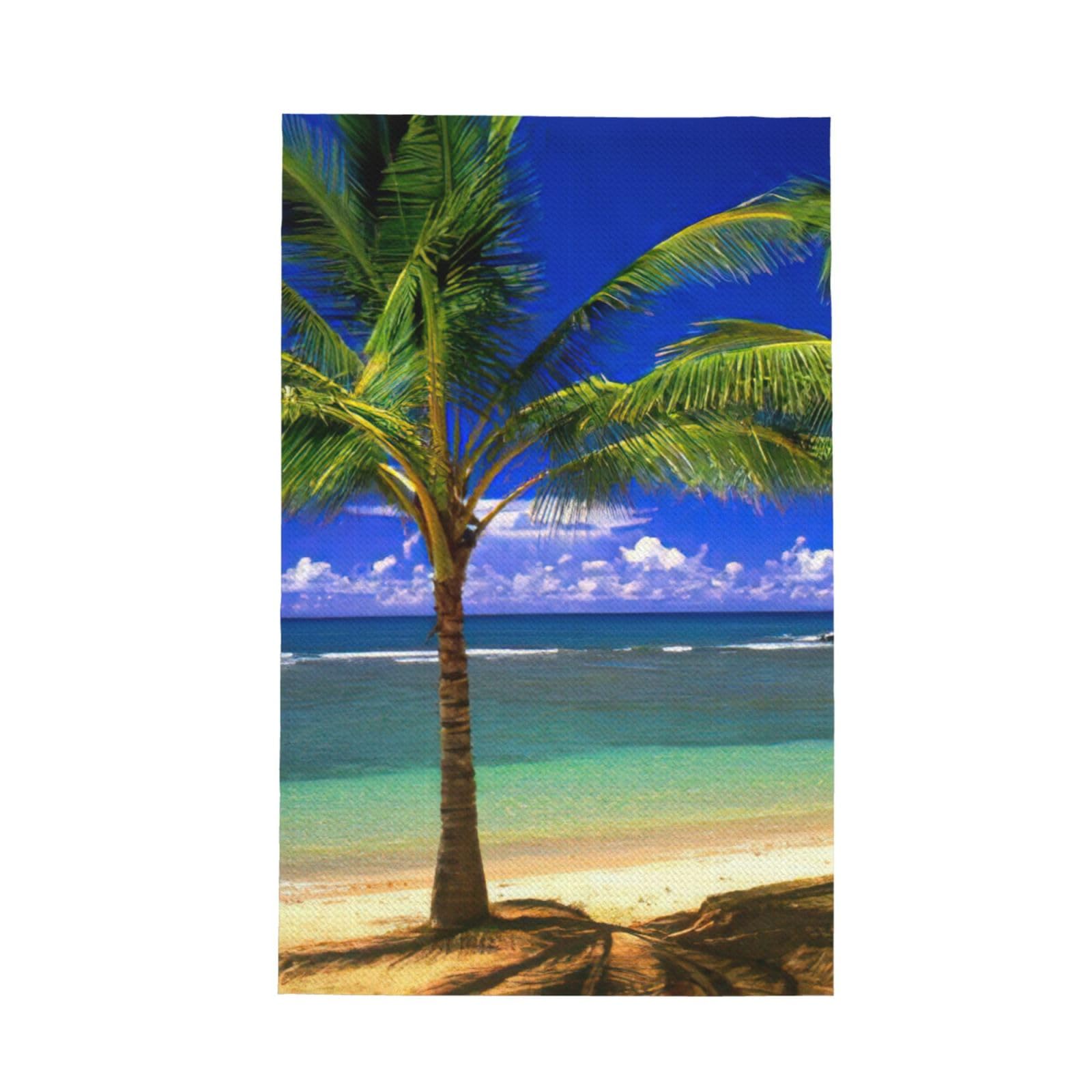XXahnbm Ocean Tropical Plants Print Waffle Kitchen Towel,Absorbent Hand Towel