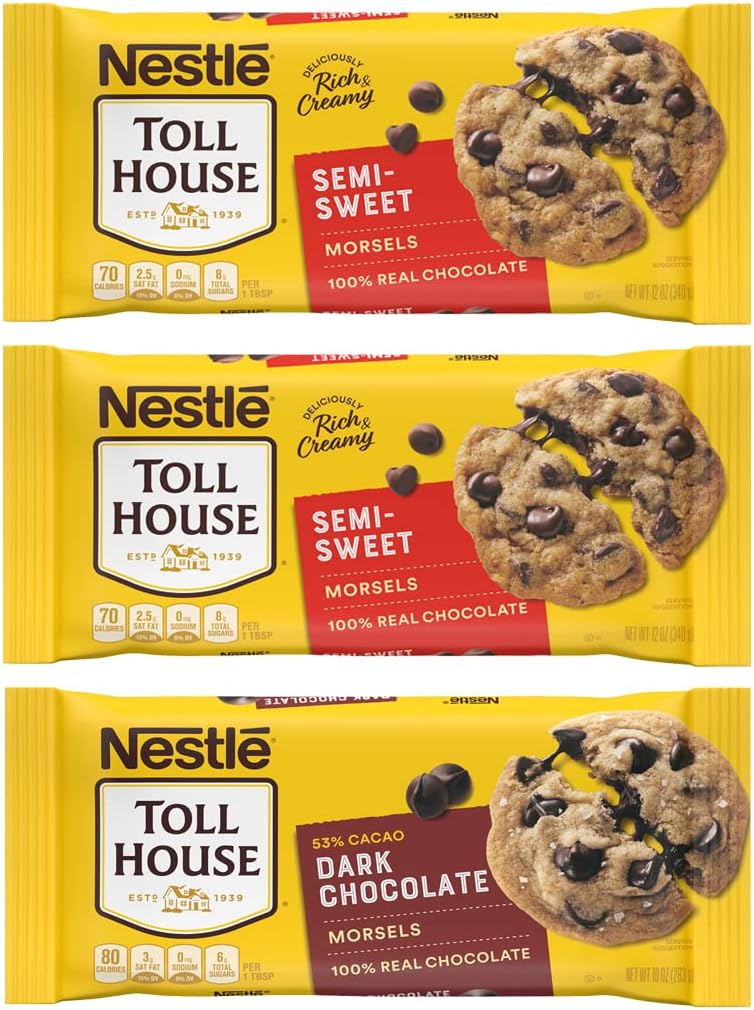 Nestlé Toll House Chocolate Chips, Pack of 3 Includes Two, 12 oz