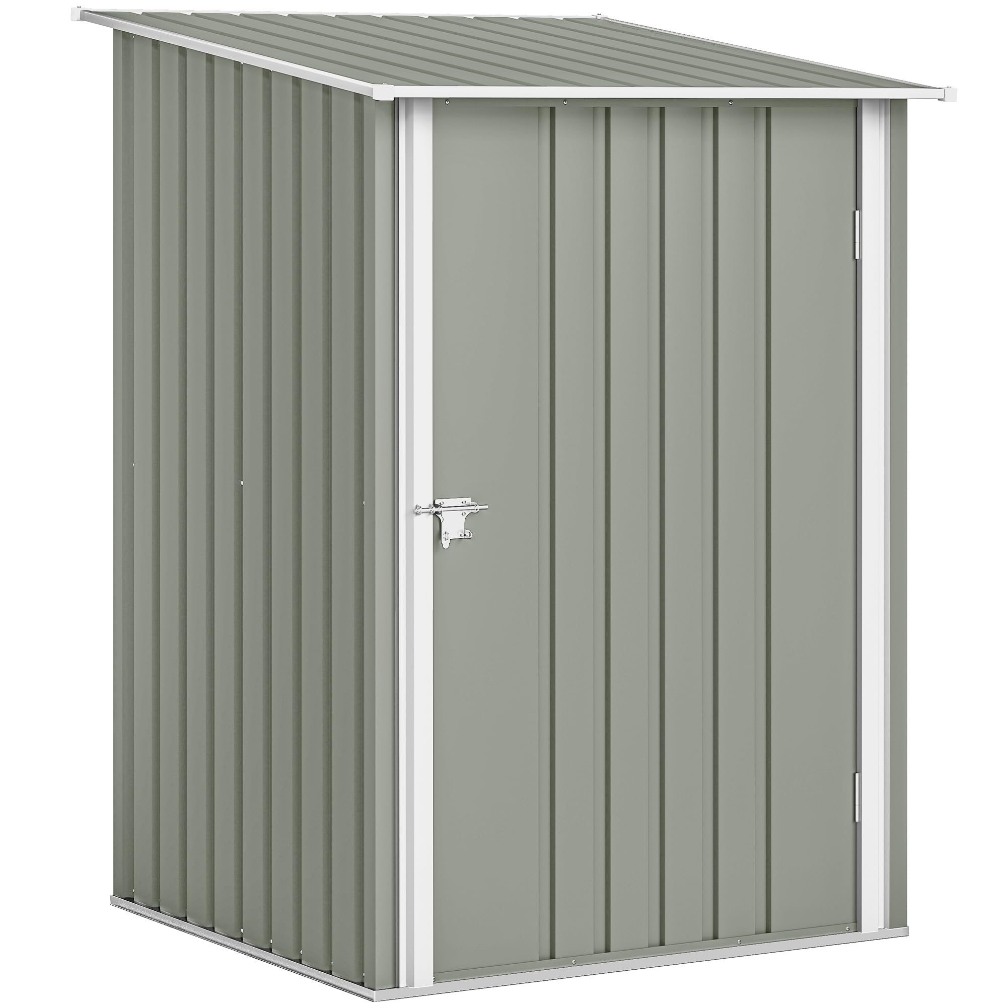 Outsunny Casetta da Giardino 0.92m² Acciaio Zincato Capanno Porta Attrezzi 100x104x160 cm Grigio Chiaro