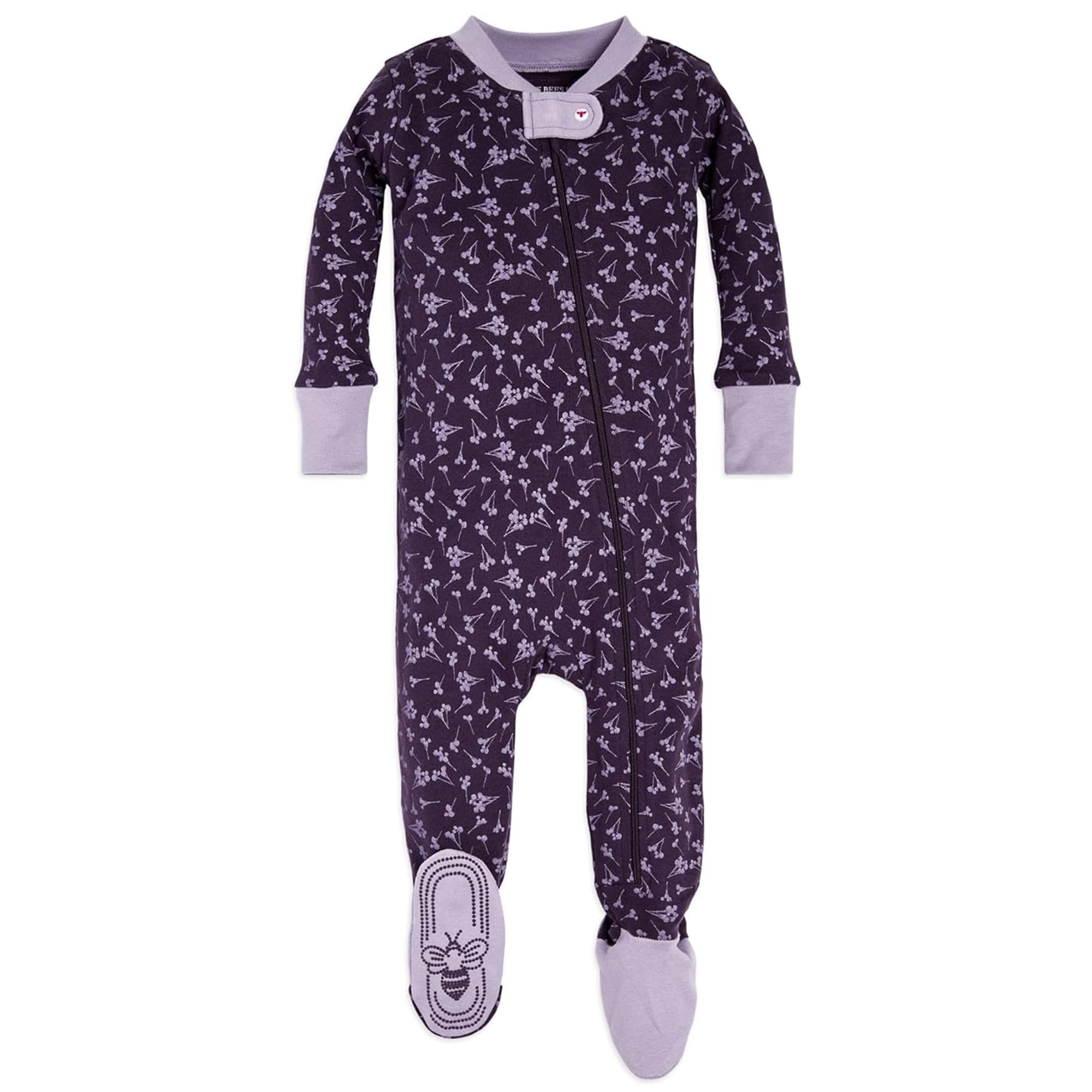 Burt's Bees Baby Girls' Pajamas, Zip Front Non-slip Footed Pjs, 100% Organic Cotton and Toddler Sleepers