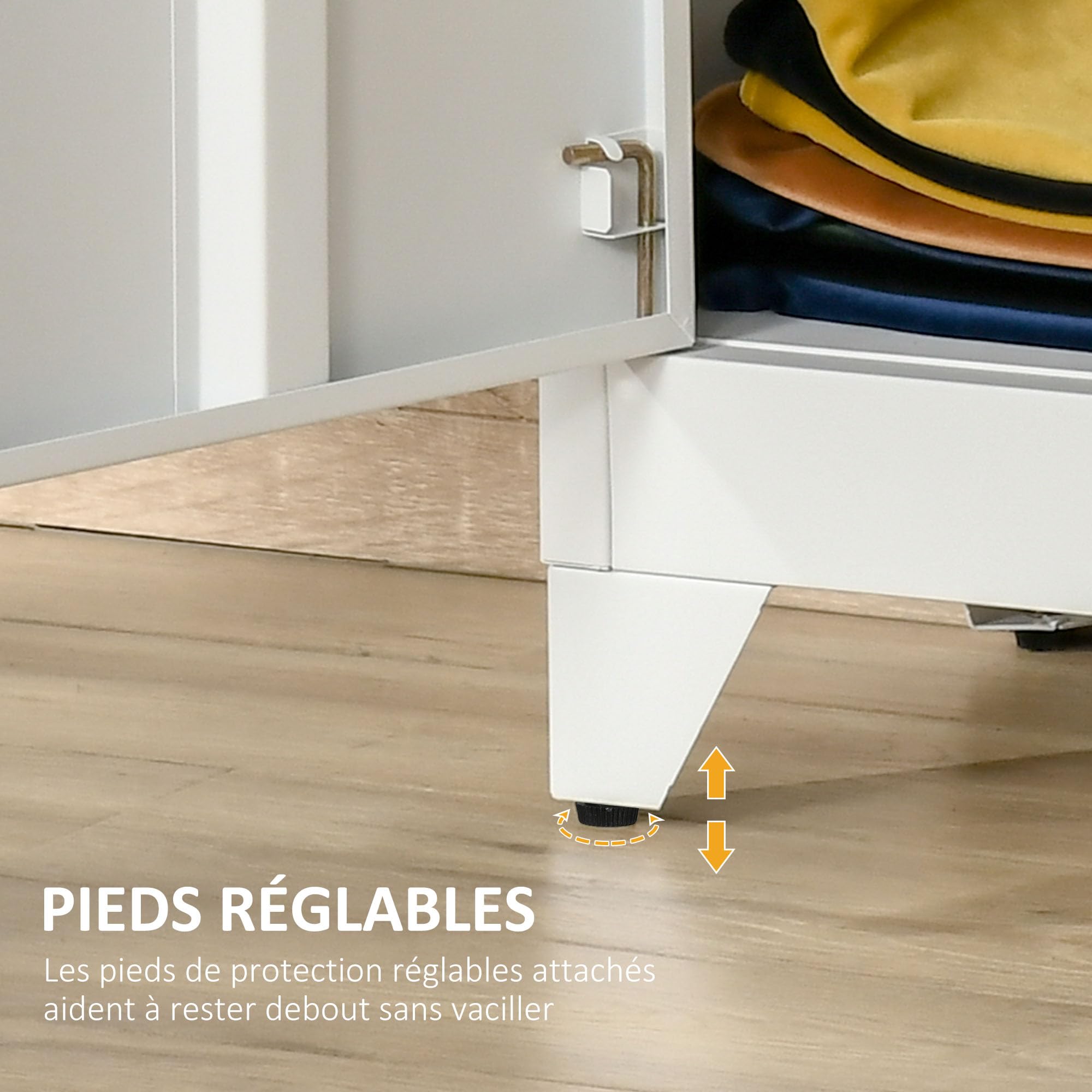 HOMCOM Armoire de bureau à 3 niveaux, meuble de rangement bureau métallique avec 2 portes et étagères réglables, armoire à dossiers pour domicile, garage, blanc
