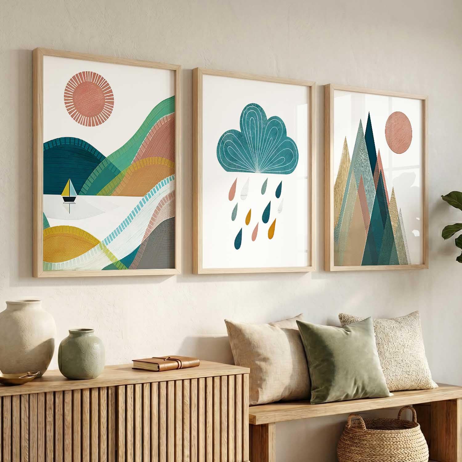 BOHO Wall Art Set - 3 Framed Prints -18 BOHO Wall Art Set - 3 Framed Prints -18