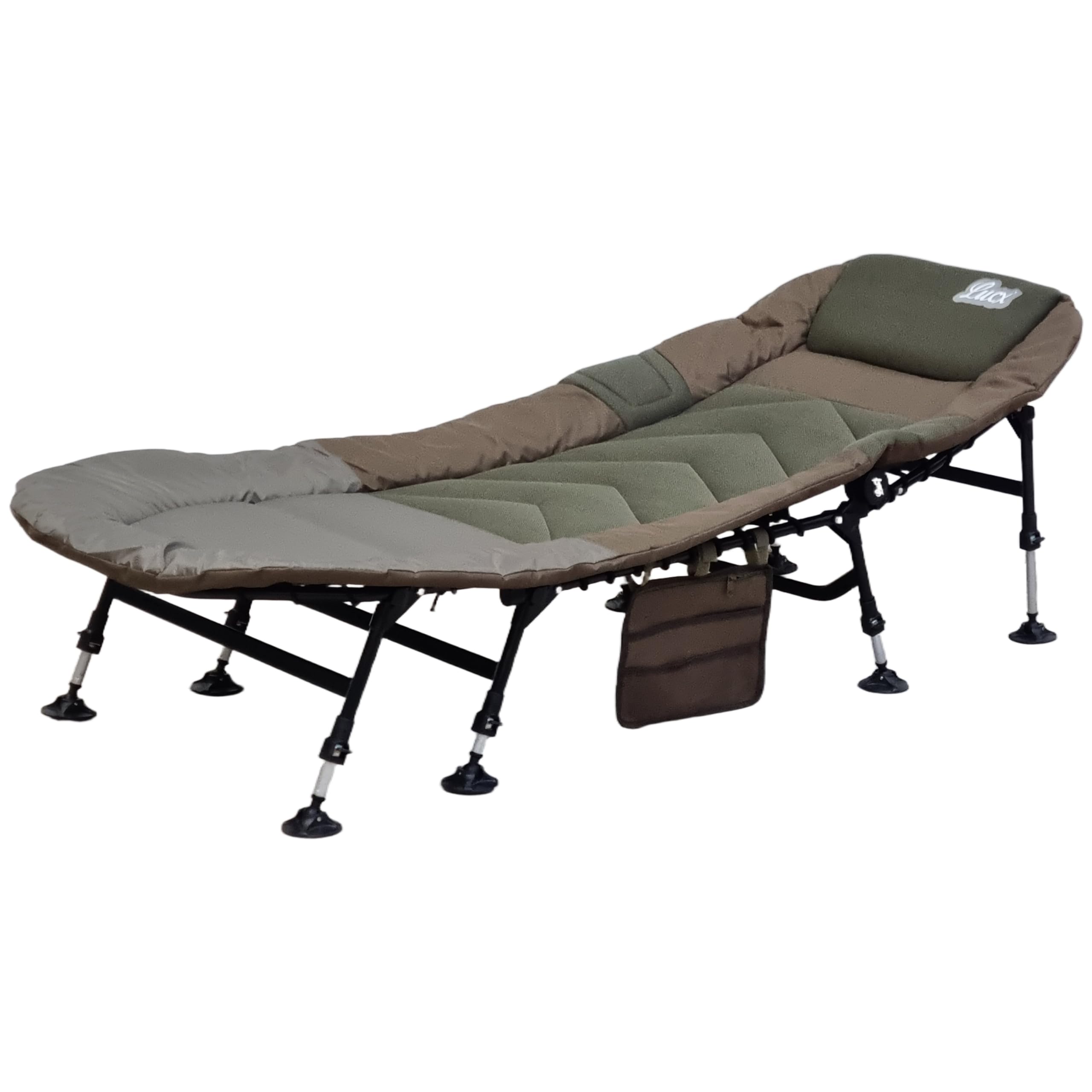 Lucx Patriot Komfort Bedchair Angelliege Karpfenliege 8 Beine Liege mit Matratze Gartenliege Maße (L/B/H): 195 x 80 x 40 cm