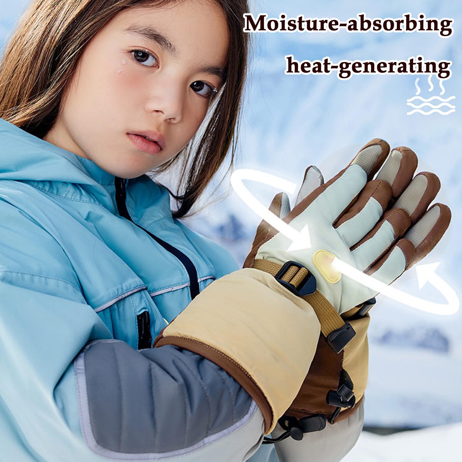 Guantes de Nieve de Invierno, Guantes termicos niño, Impermeables Guantes de Esquí, Regalo para el Día del Niño, Regalo de cumpleaños,1. Brown,M(3~7 Years)