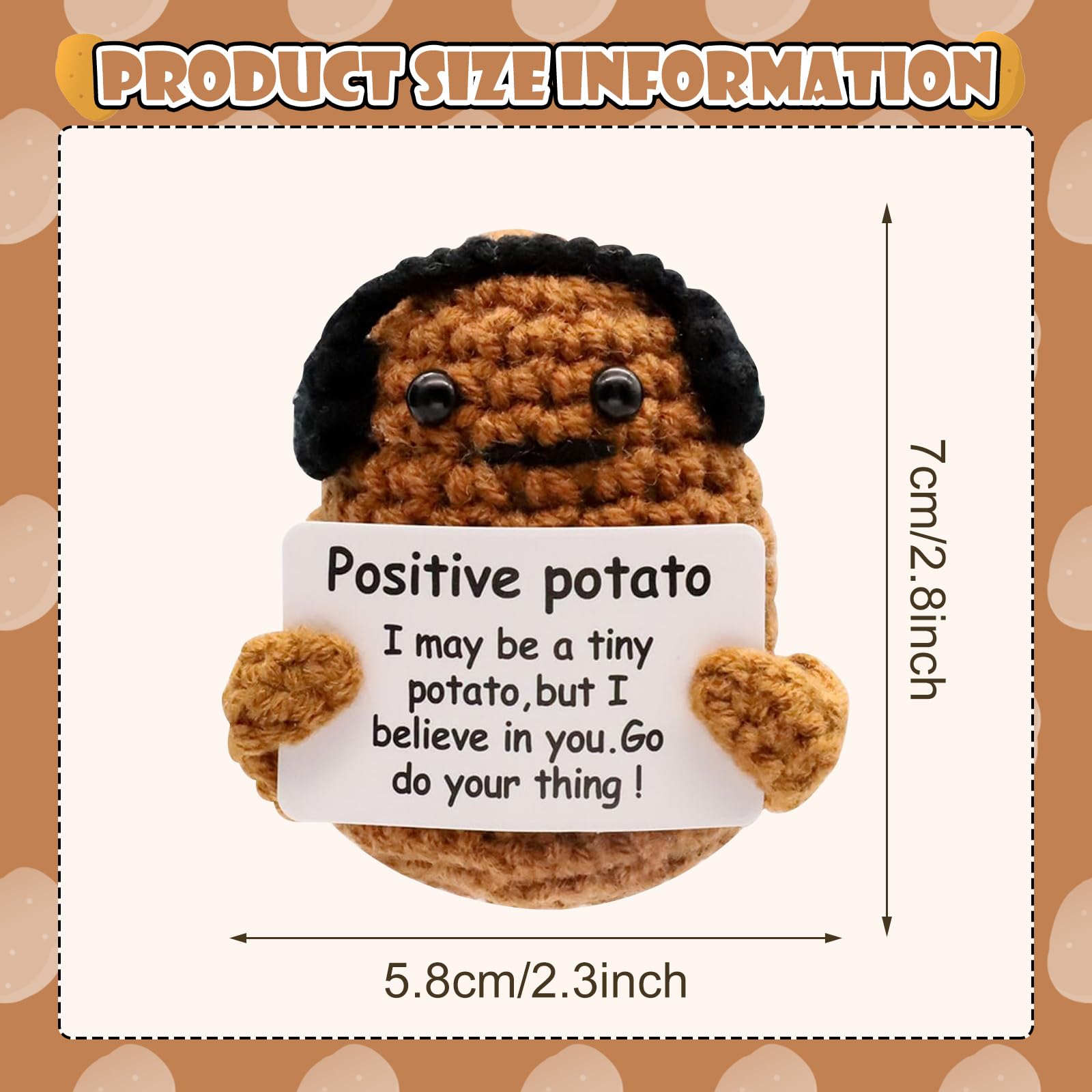 MplehDa Pocket Hug Positive Patata, Amuleto De La Suerte Patata Positiva Pocket Hug Regalos, Positivo Potato Pocket Hug Regalo Felpa, Lana Creativa Tejer Muñeca De Patata Regalos Motivacionales