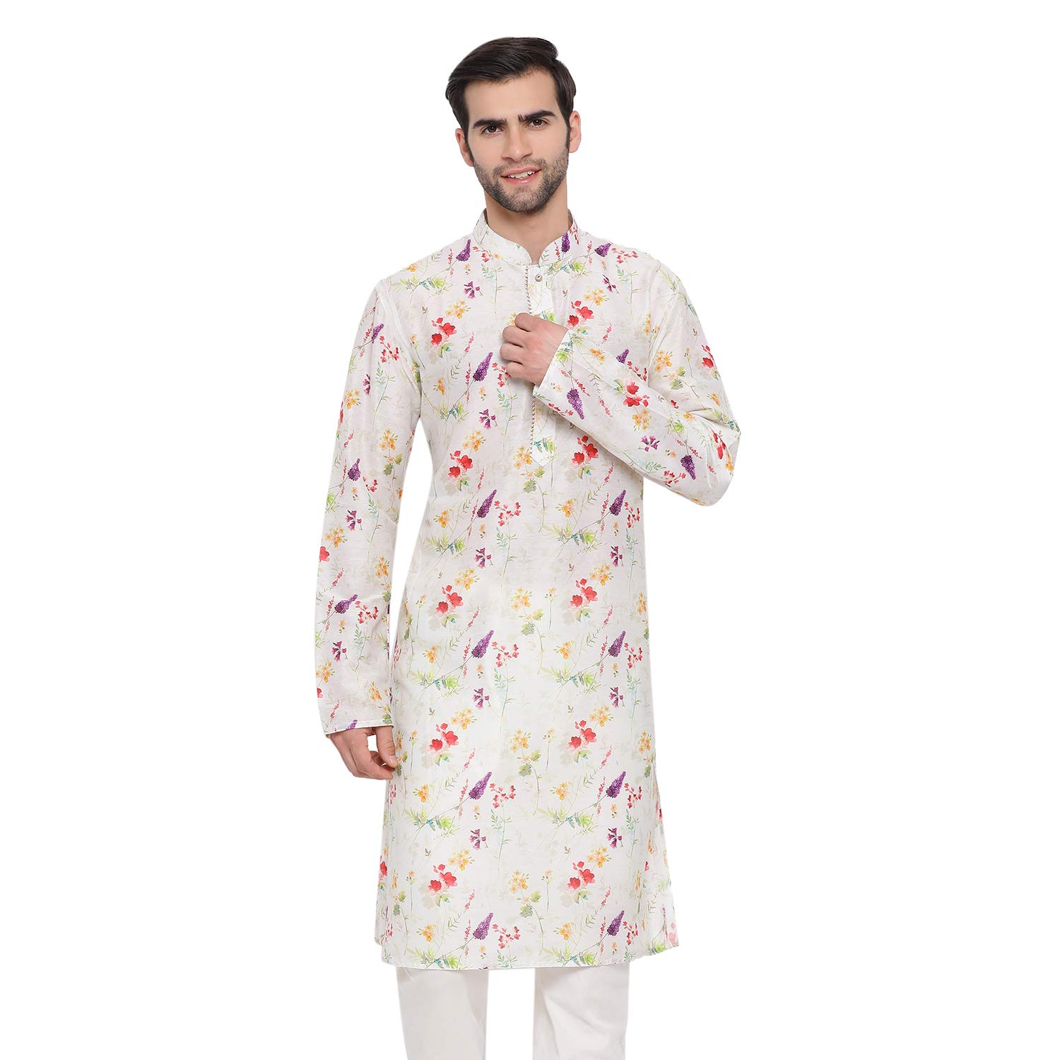 vastramay Men's Cotton Blend Kurta | Digitally Printed Floral Kurta | Kurta for Festivals - Stylish, Comfortable - Perfect for Celebrations and Cultural Events, Navratri & Diwali-picture-49
