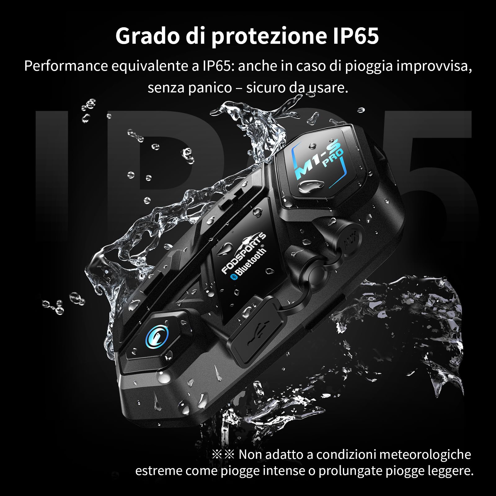 Fodsports M1-S PRO Interfono Moto Coppia V2.1, 5.0 Bluetooth Interfono Casco per 8 Motociclisti, Auricolari Moto con Condivisione Musicale, Riduzione del Rumore, Audio Multitasking Cablato, 2 Pezzi