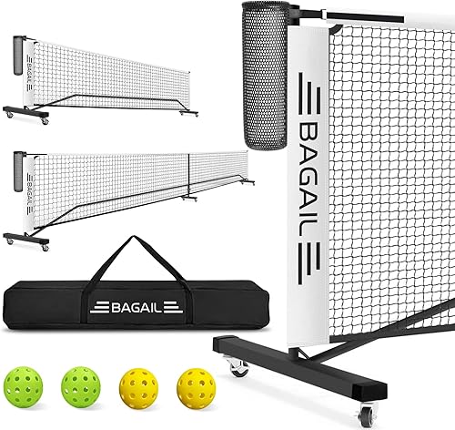 Miniatura 10 de BAGAIL Juego de red de pickleball portátil, red de bolas de pickleball de tamaño reglamentario de 22 pies con colector de bolas, 4 bolas y bolsa de