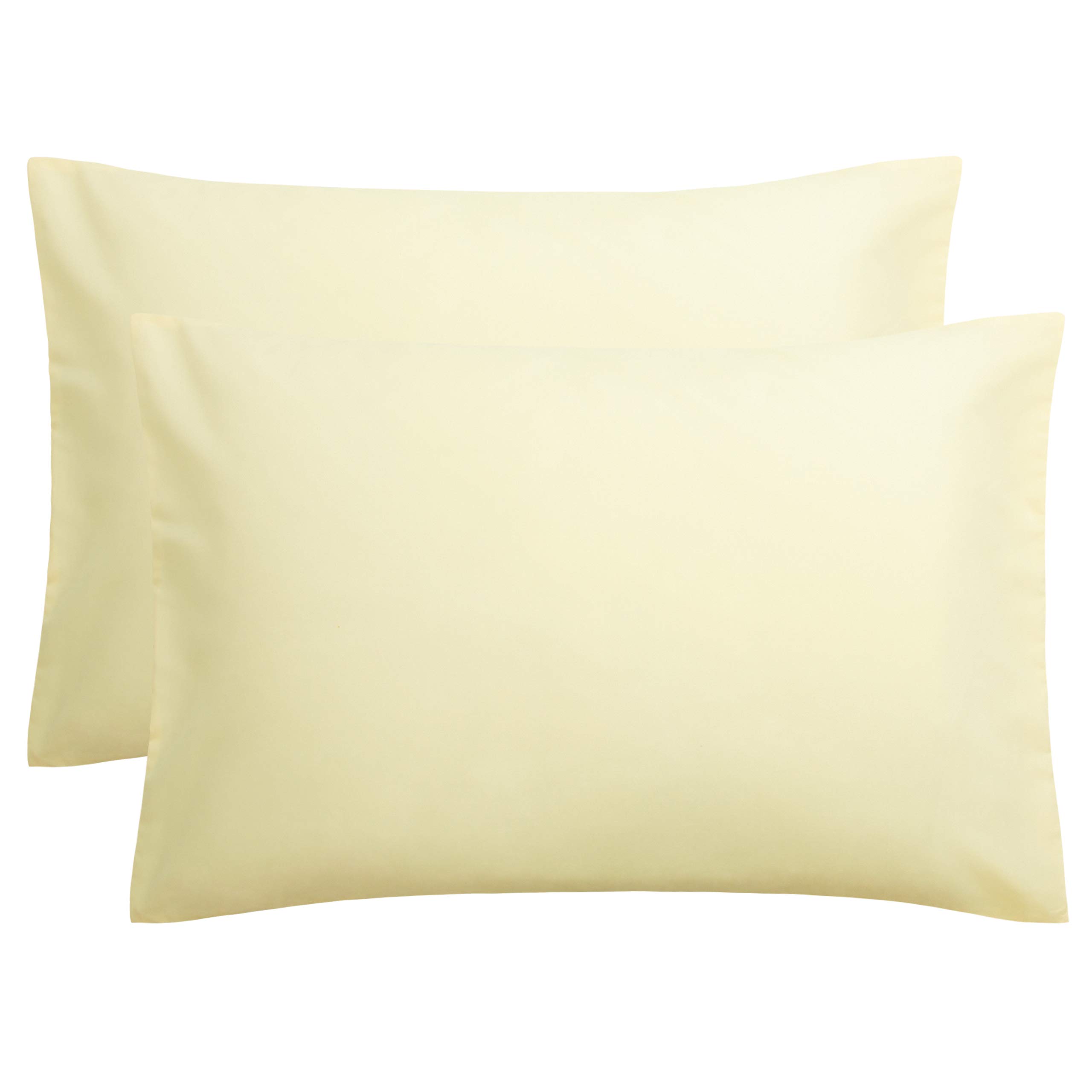 FLXXIE 2-Pack Microfiber Queen Pillow Cases, Envelope Closure, Cream Yellow