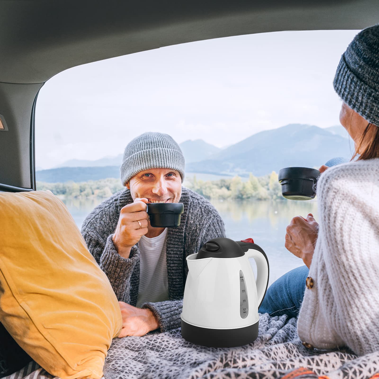 Greensen Bollitore per Auto, Bollitore da Viaggio 1000ml 24V Bollitore per Auto Portatile in Acciaio Inossidabile Scaldabagno Automatico per Tazza Riscaldata per Acqua Calda caffè tè
