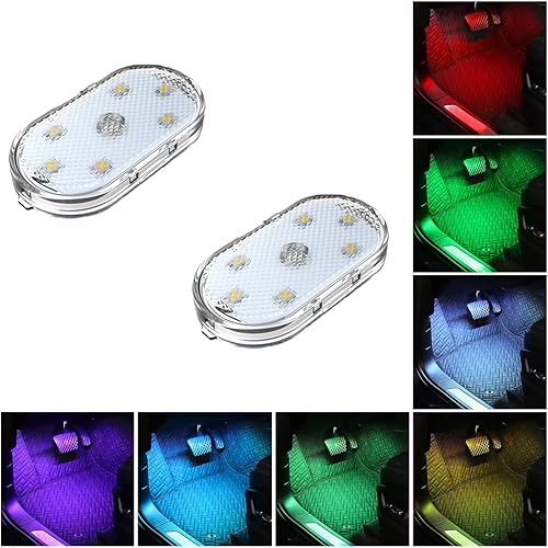 Miniatura 8 de Luces LED inalámbricas para el interior del automóvil, 7 colores de iluminación ambiental para automóvil con 6 cuentas de lámpara LED brillantes,