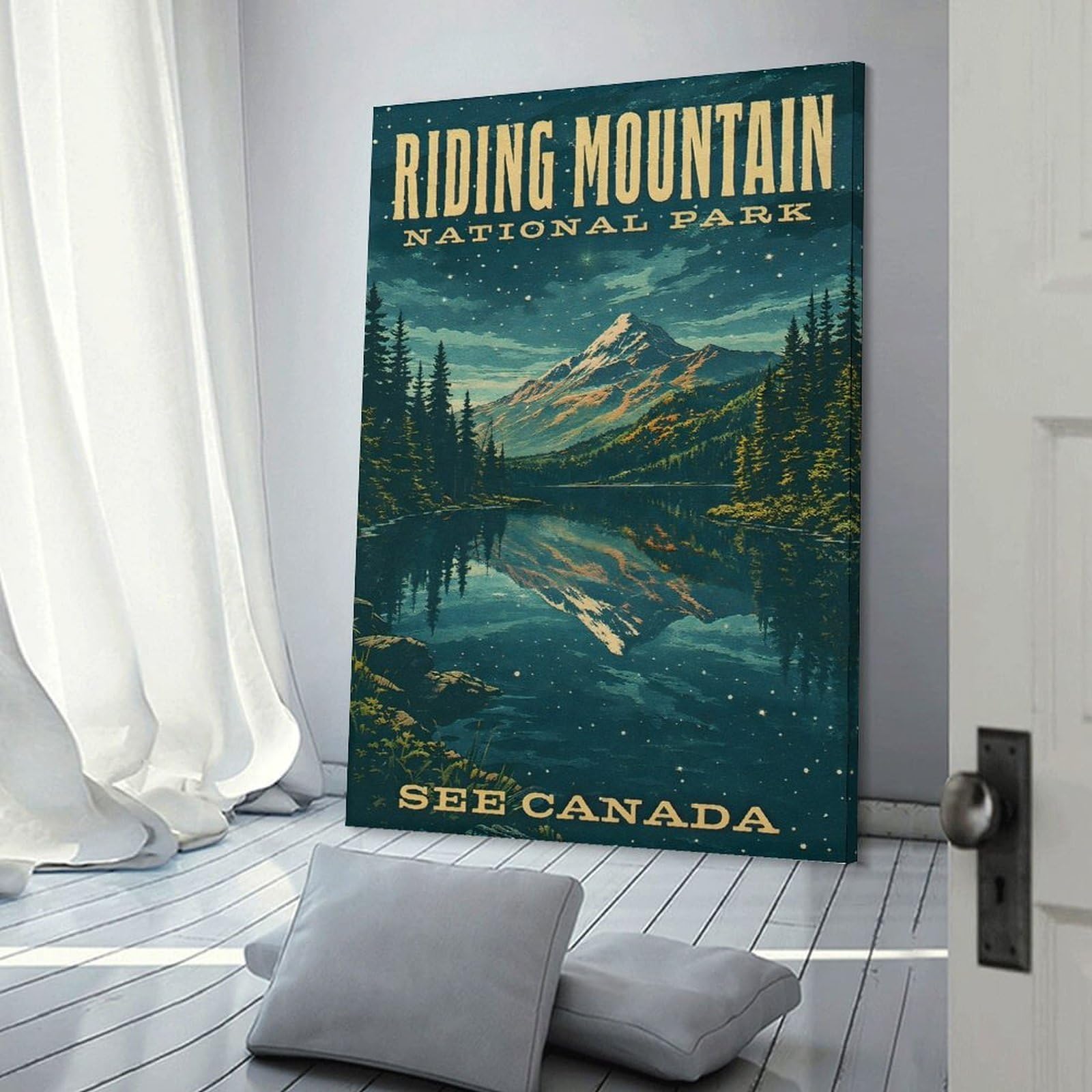 Junmoney Wall Art Print Riding Mountain National Park Vintage, 24x36inch(60x90cm), for Hallway, Bedroom Or Modern Interiors, Thoughtful Wall Decor for Art Lovers