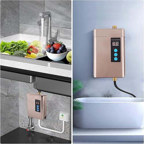 Miniatura 2 de Calentador de agua eléctrico sin tanque de 110 V 3000 W bajo fregadero bajo demanda calentador de agua caliente instantáneo para cocina baño lavado