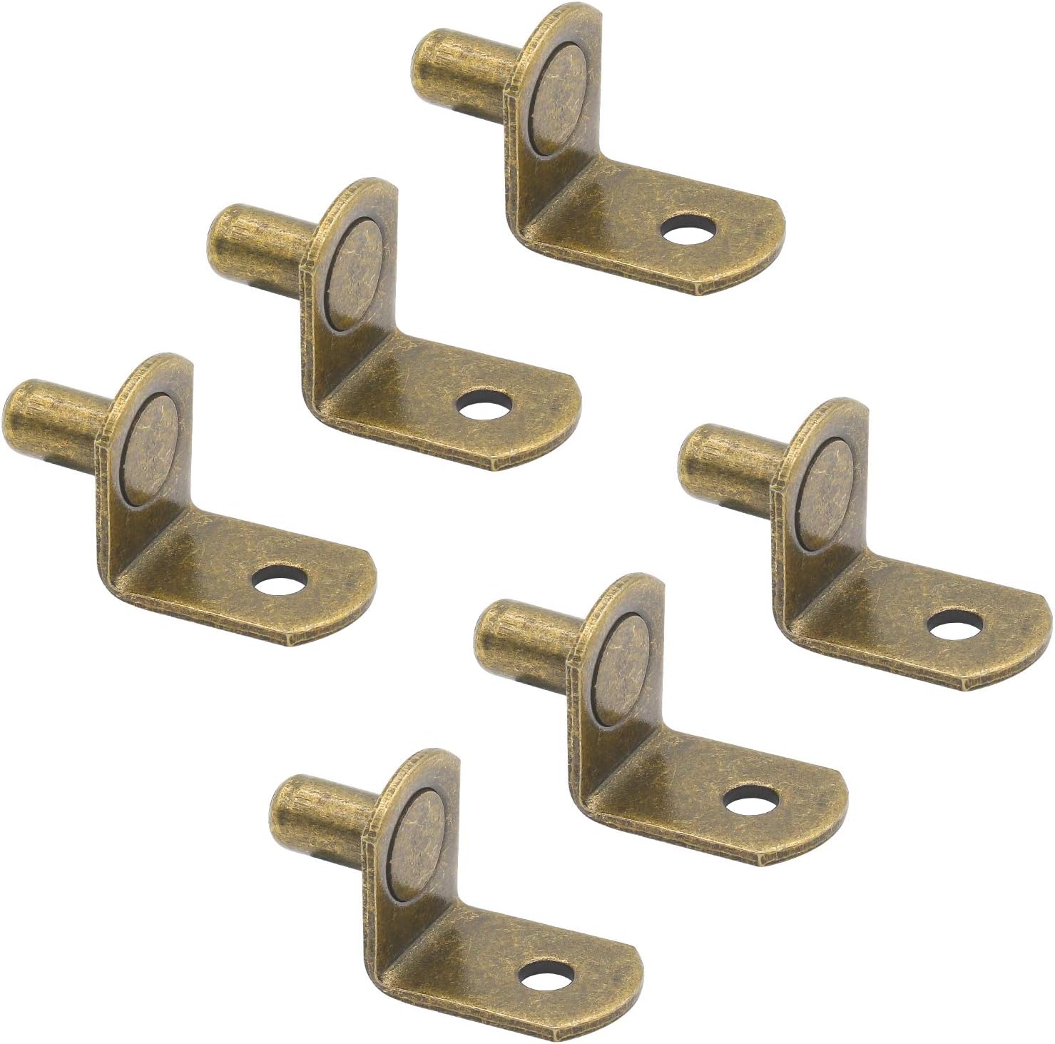 Favordrory Shelf Support, L-Shaped Furniture Bracket Pegs Cabinet Bracket Pegs Shelf Pegs, Bracket-Style, Antique Brass Plated Steel, 50 PCS