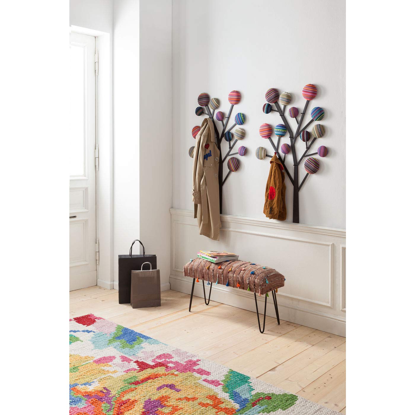 Kare Design Wandgarderobe Bubble Tree, Mehrafrbig, 111x65x7 cm, Garderobenleiste, mit 6 Haken, Baum Motiv, Stahl Gestell, Eingangsbereich