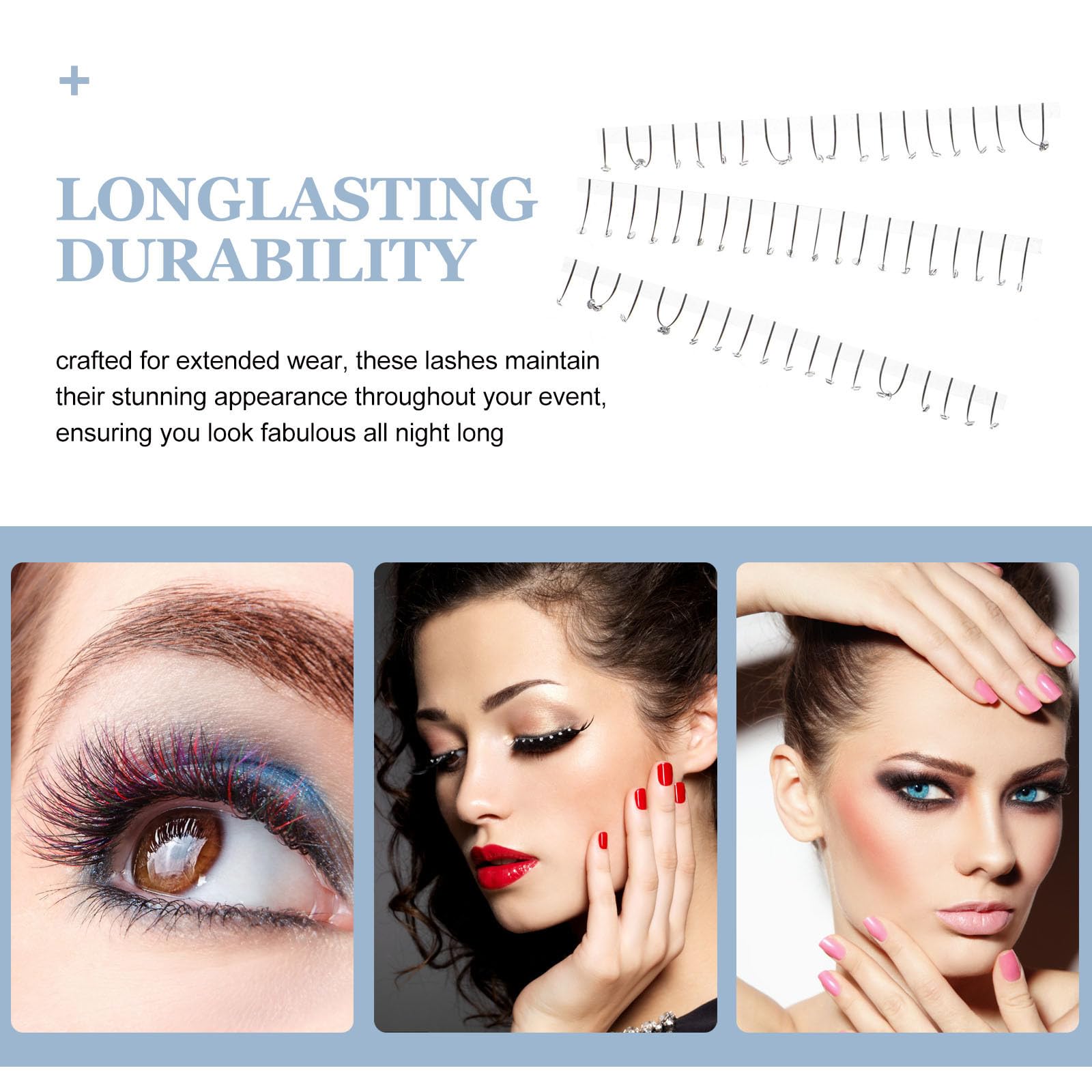 Tofficu 5 Pezzi Ciglia Finte Brillantini in Nailon Nere per Feste e Halloween, Estensioni Ciglia Scintillanti Decorazioni Strass per Look Elegante e Versatile