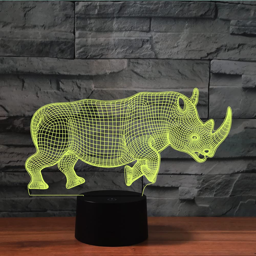 3D Nashorn Nachtlicht Mit Fernbedienung – 16 Farben, USB-Betrieb, Coole Optik Fürs Kinderzimmer!