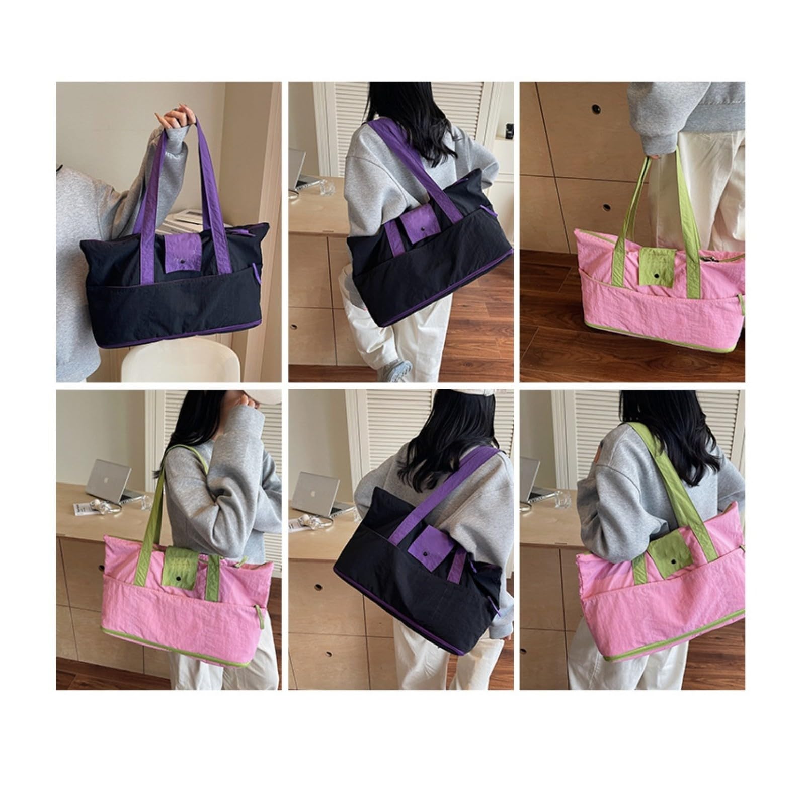 HJDMO - Borsone da viaggio pieghevole da 20 l, espandibile + 7 cm, in tessuto Oxford, con scomparto per asciutto bagnato, trasporto a mano e borsa a tracolla per weekend gite, fitness, uso quotidiano