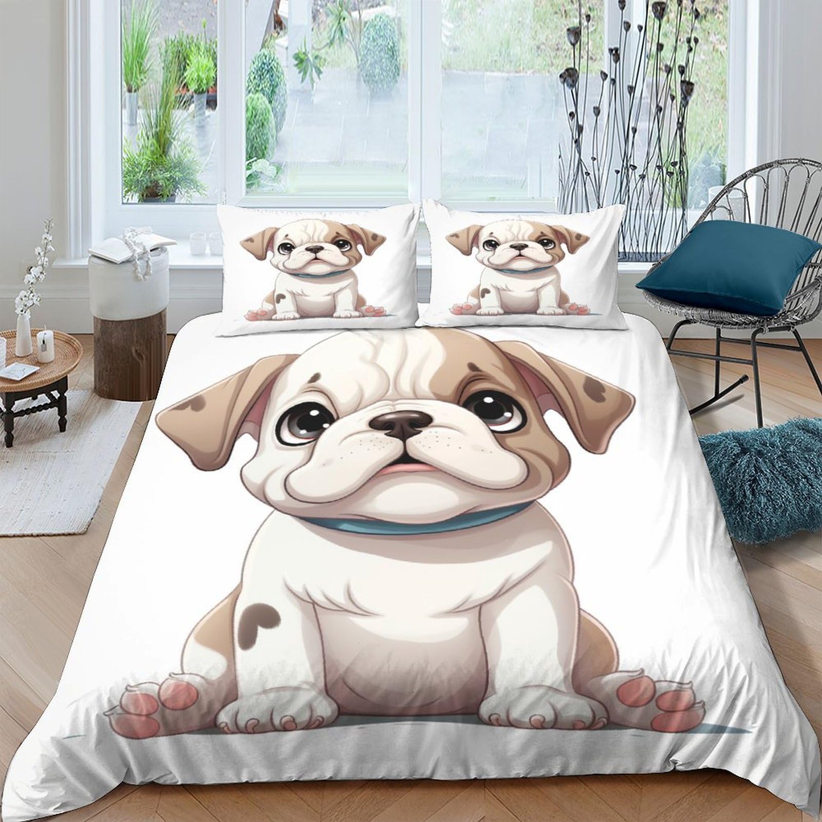 Housse de couette hypoallergénique Bouledogue Anglais anti-acarien 220x240