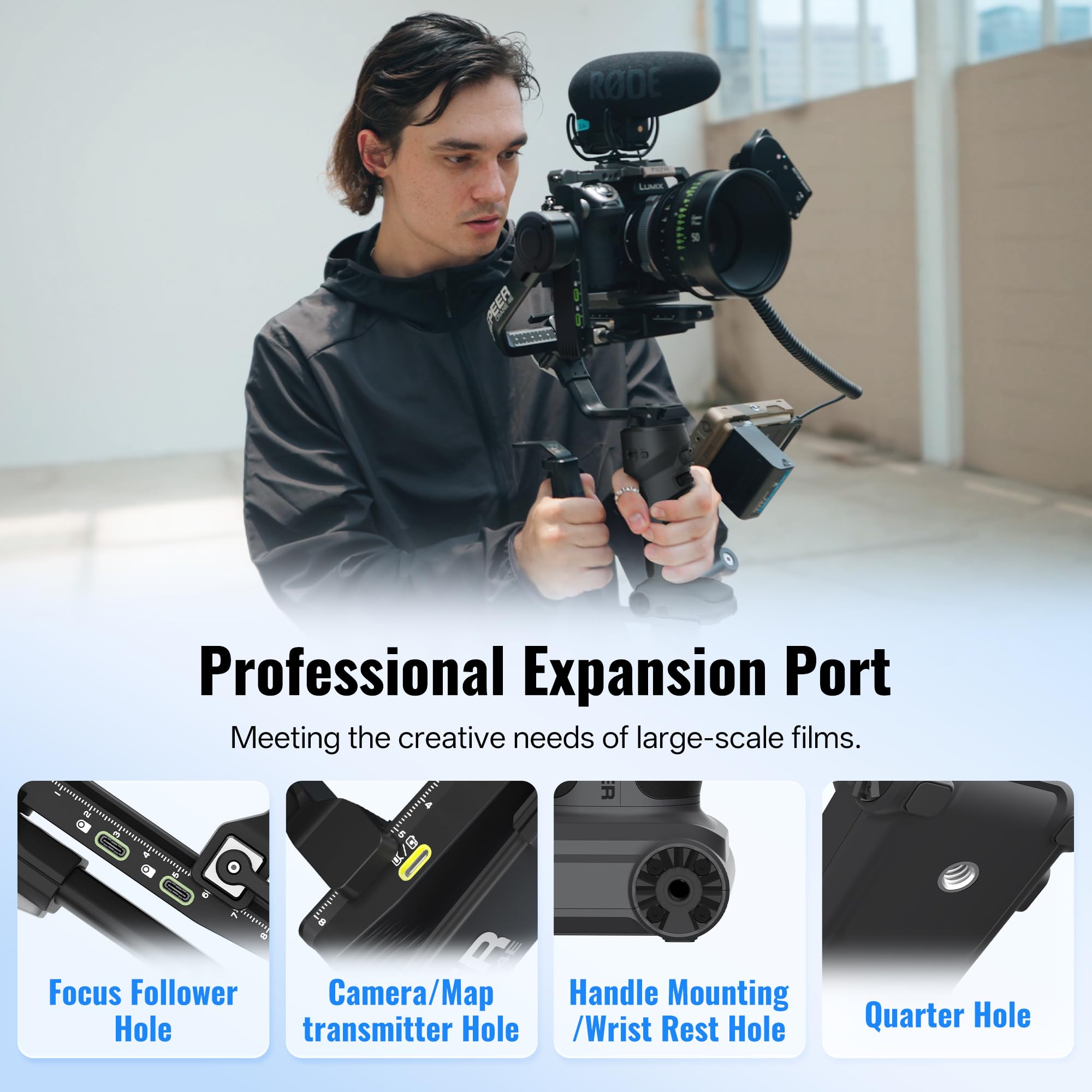 ZHIYUN CINEPEER CRANE 4E Stabilizzatore Fotocamera, 3 assi Gimbal Stabilizzatore per DSLR e Mirrorless, Gimbal Fotocamera Leggero per Nikon/Canon/Sony/Panasonic/Fujifilm, Grigio Scuro