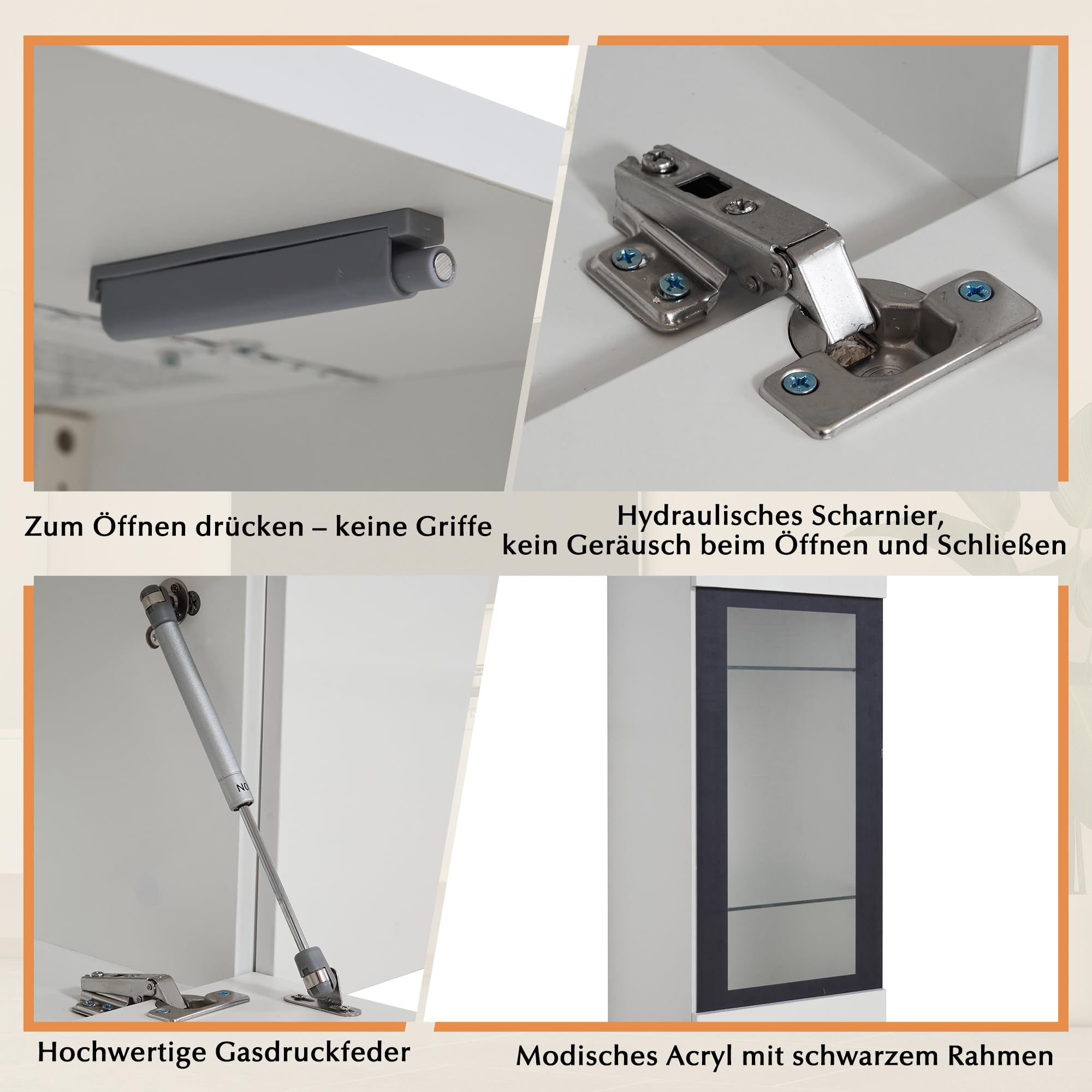 Kebnor TV Wohnwand Set 3-teilig LED Beleuchtung Hochglanz Wohnzimmer Möbel Set Frontale Wohnwand, TV Schrank + Wohnzimmer Vitrine + Hängeregal (Weiß)