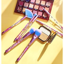 RAEEIKPHZ Unicorn Fan Makeup Brush Set,Crystal Sparkles Blue Blush Powder Fan Lip Eye Shadow Eyebrow Eye Blender Brush in Set