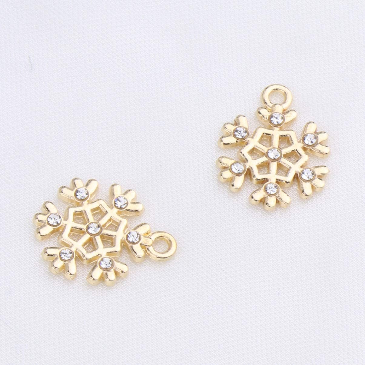 Amosfun 10 Pcs Rhinestone Christmas Snowflake Charm Pendants for DIY Necklace Bracelet Jewelry Making Charm Supply