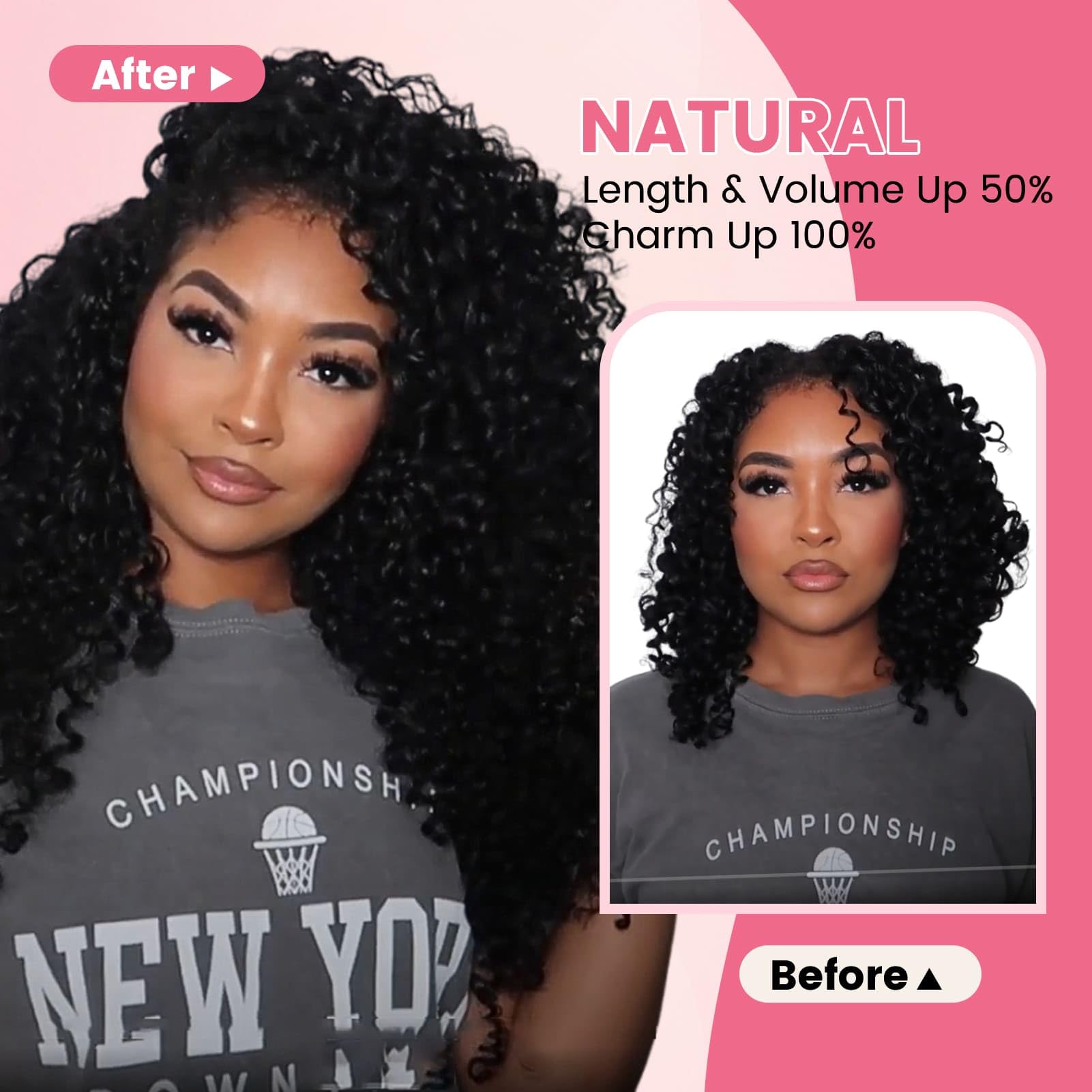 Yuniffe Kinky Curly Clip in Hair Extensions for Black Women Real Human Hair Extensions Clip ins Kinky Curly Natural Black Double Weft Remy Hair Extensions Kinky Clip ins 10 Inch 7Pcs 120g - Image 4