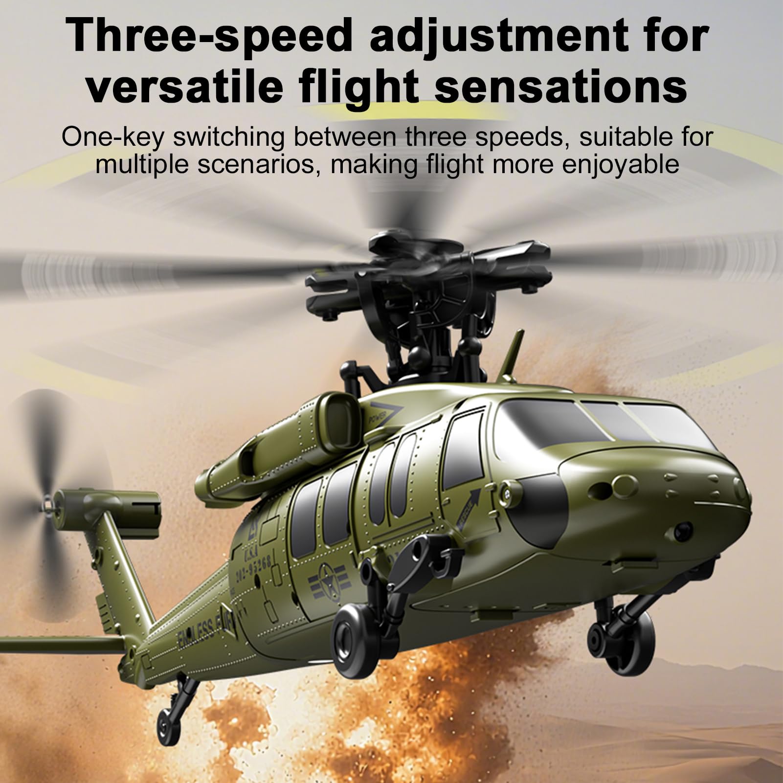 Hylukon Hubschrauber, 6 Kanal Stunt RC Helikopter Bürstenloser ohne Querruder mit One Click Rückwärtsflug, Druckhaltehöhe, Optischer Flusspositionierung, RC Helicopter (Grün)