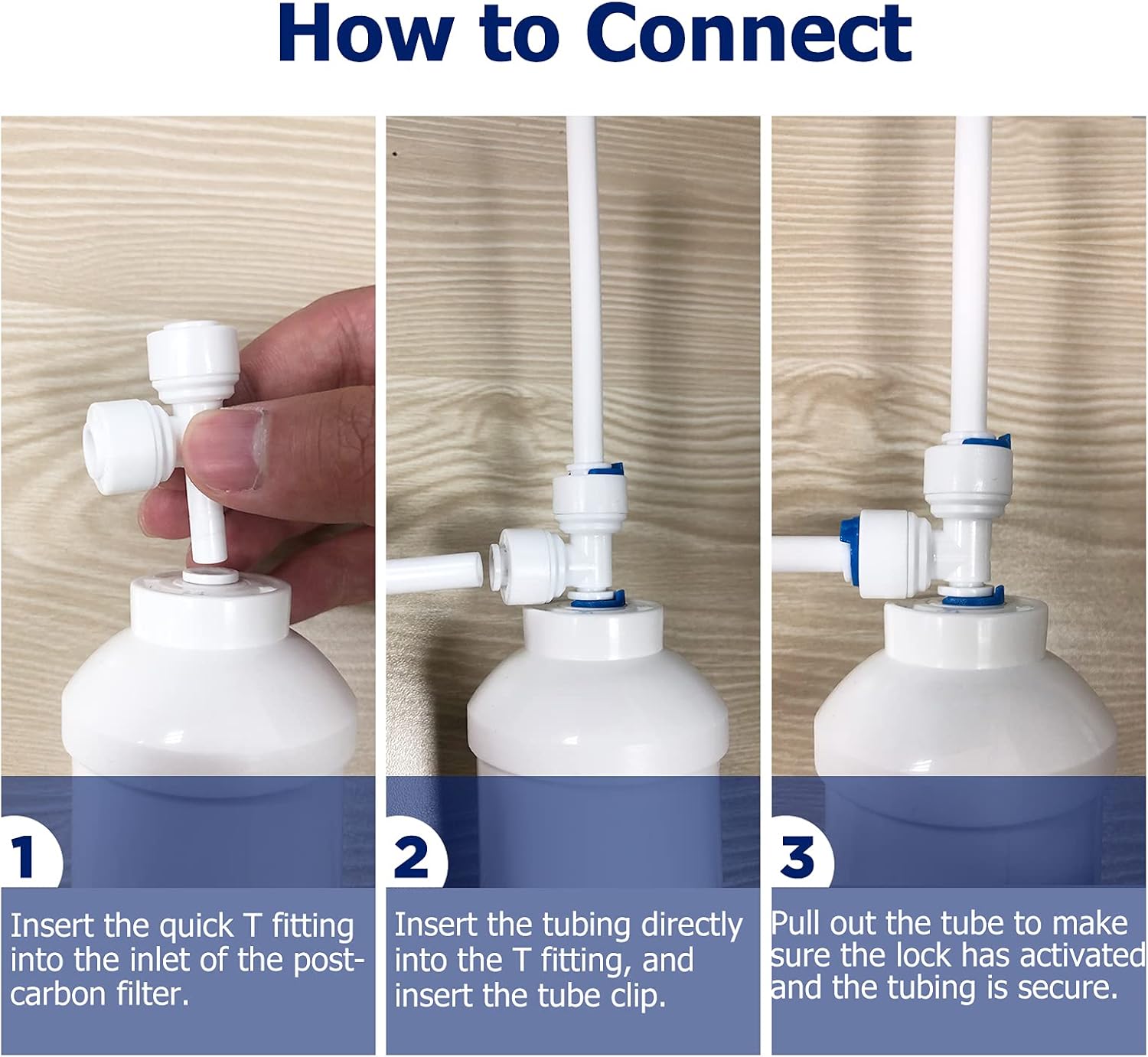 Membrane Solutions 1/4-inch Quick Connect RO Water System Fittings for T33 Inline Water Filter, Push to Connect Water Tube Fitting (Pack of 2)